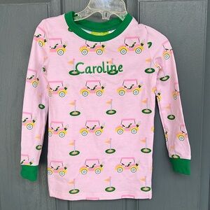 Classic Whimsy Monogrammed Golf Cart Pink Pajama Top